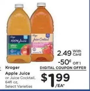 Kroger Kroger Apple Juice or Juice Cocktail offer