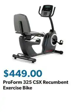 Sam's Club ProForm 325 CSX Recumbent Exercise Bike offer