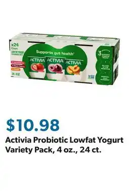 Sam's Club Activia Probiotic Lowfat Yogurt Variety Pack, 4 oz., 24 ct offer