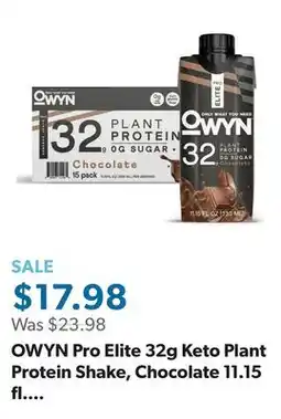 Sam's Club OWYN Pro Elite 32g Keto Plant Protein Shake, Chocolate 11.15 fl. oz., 15 pk offer