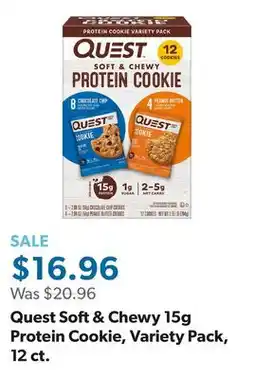 Sam's Club Quest Soft & Chewy 15g Protein Cookie, Variety Pack, 12 ct offer
