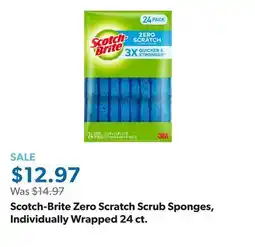 Sam's Club Scotch-Brite Zero Scratch Scrub Sponges, Individually Wrapped 24 ct offer