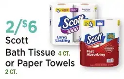 Heinen's Scott Bath Tissue 4 CT. or Paper Towels 2 CT offer
