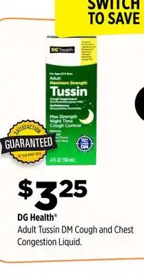 Dollar General DG Health Adult Tussin DM Cough and Chest Congestion Liquid offer