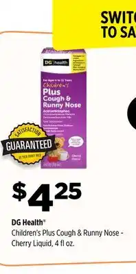 Dollar General DG Health Children's Plus Cough & Runny Nose-Cherry Liquid offer