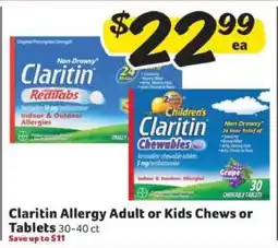 Winn Dixie Claritin Allergy Adult or Kids Chews or Tablets offer