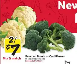 Winn Dixie Broccoli Bunch or Cauliflower offer