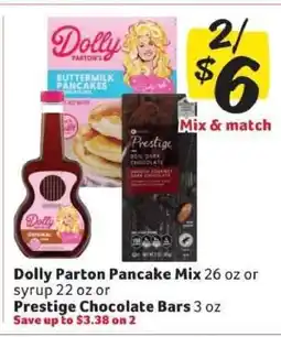 Winn Dixie Dolly Parton Pancake Mix or Prestige Chocolate Bars offer
