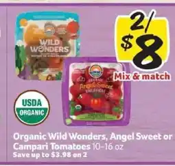 Winn Dixie Organic Wild Wonders, Angel Sweet or Campari Tomatoes offer