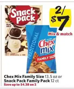 Winn Dixie Chex Mix Family Size or Snack Pack Family Pack offer