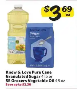 Winn Dixie Know & Love Pure Cane Granulated Sugar or SE Grocers Vegetable Oil offer