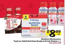 Winn Dixie Slimfast Advanced or TopCare Adult Nutrition Ready to Drink Shakes offer