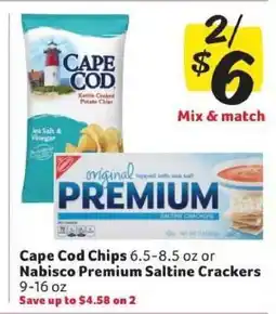 Winn Dixie Cape Cod Chips or Nabisco Premium Saltine Crackers offer