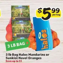 Winn Dixie 3 lb Bag Halos Mandarins or Sunkist Navel Oranges offer