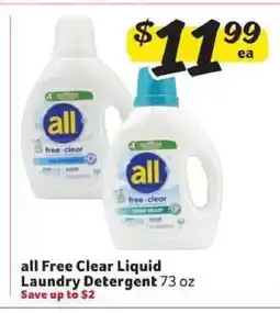 Winn Dixie all Free & Clear Liquid Laundry Detergent offer