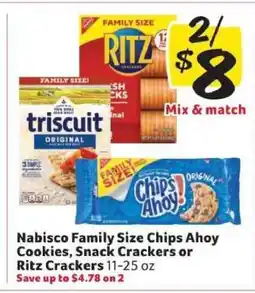 Winn Dixie Nabisco Family Size Chips Ahoy Cookies, Snack Crackers or Ritz Crackers offer
