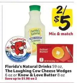 Winn Dixie Florida's Natural Drinks, The Laughing Cow Cheese Wedges, Know & Love Butter offer