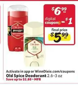 Winn Dixie Old Spice Deodorant offer