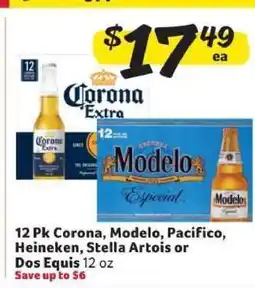 Winn Dixie 12 Pk Corona, Modelo, Pacifico, Heineken, Stella Artois or Dos Equis offer
