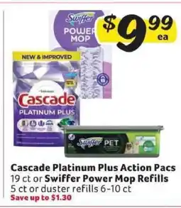 Winn Dixie Cascade Platinum Plus Action Pacs or Swiffer Power Mop Refills offer