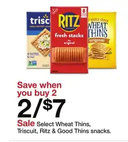 Target Select Wheat Thins, Triscuit, Ritz & Good Thins snacks offer