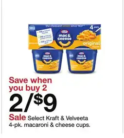 Target Select Kraft & Velveeta 4-pk. macaroni & cheese cups offer