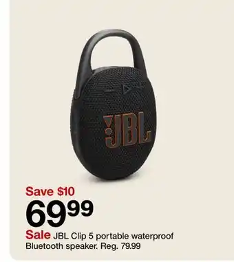 Target JBL Clip 5 portable waterproof Bluetooth speaker offer