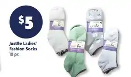 Family Dollar JustBe Ladies' Fashion Socks offer
