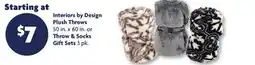 Family Dollar Interiors by Design Plush Throws 50 in. x 60 in. or Throw & Socks Gift Sets 3 pk offer