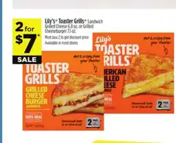 Dollar General Lily's Toaster Grills Sandwich Grilled Cheese 6.8 oz. or Grilled Cheeseburger 7.1 oz offer