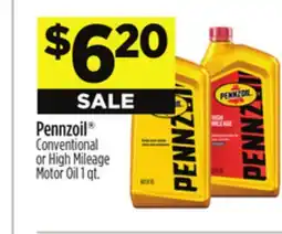 Dollar General Pennzoil Conventional or High Mileage Motor Oil offer