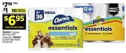 Dollar General Charmin Essentials Bath Tissue Soft 9 Mega Rolls or Bounty Essentials Paper Towels 6 double Rolls offer