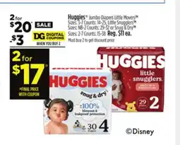 Dollar General Huggies Jumbo Diapers Little Movers offer