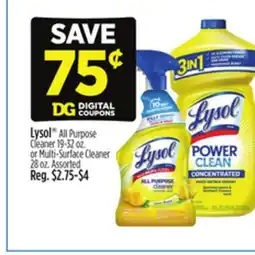 Dollar General Lysol All Purpose Cleaner 19-32 oz. or Multi-Surface Cleaner 28 oz offer