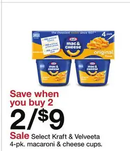 Target Select Kraft & Velveeta-pk. macaroni cups offer