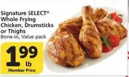 Albertsons Signature select whole frying chicken, drumsticks or thighs offer