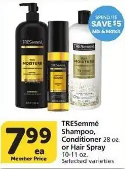 Albertsons TRESemmé Shampoo, Conditioner or Hair spray offer