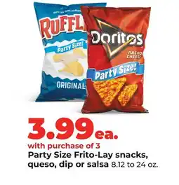 Hy-Vee Party Size Frito-Lay snacks, queso, dip or salsa offer