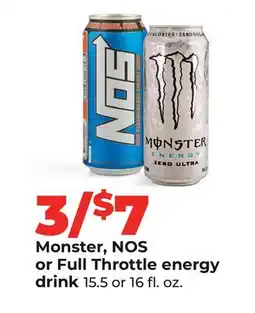 Hy-Vee Monster, NOS or Full Throttle energy drink offer
