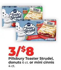 Hy-Vee Pillsbury Toaster Strudel, donuts 6 ct. or mini cinnis 4 ct offer