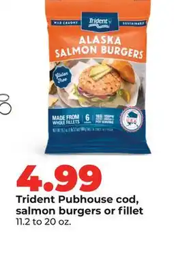 Hy-Vee Trident Pubhouse cod, salmon burgers or fillet offer