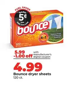 Hy-Vee Bounce dryer sheets offer