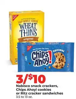 Hy-Vee Nabisco snack crackers, Chips Ahoy! cookies or Ritz cracker sandwiches offer
