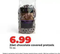 Hy-Vee Zöet chocolate covered pretzels offer