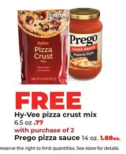 Hy-Vee Prego pizza sauce offer