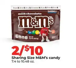 Hy-Vee Sharing Size M & M's candy offer