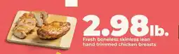 Hy-Vee Fresh boneless skinless lean hand trimmed chicken breasts offer