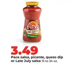 Hy-Vee Pace salsa, picante, queso dip or Late July salsa offer