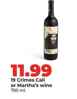 Hy-Vee 19 Crimes Cali or Martha's wine offer