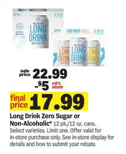 Meijer Long Drink Zero Sugar or Non-Alcoholic offer